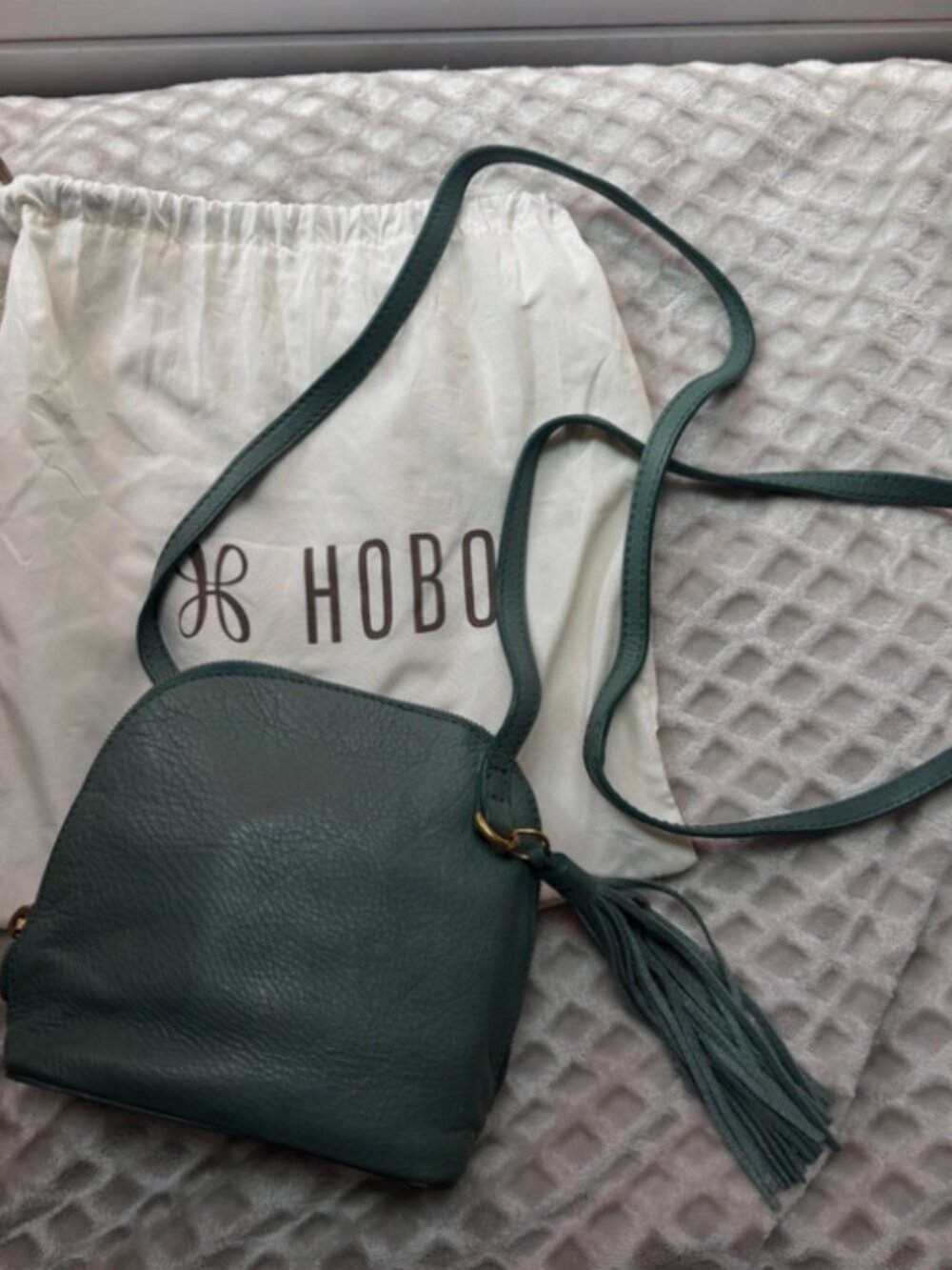 HOBO Green Pebbled Leather Crossbody with Tassel